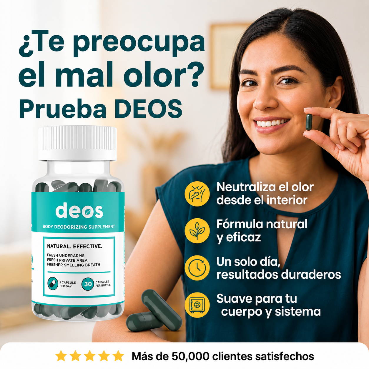 DEOS™: Elimina el mal olor corporal y mal aliento en 7 dias