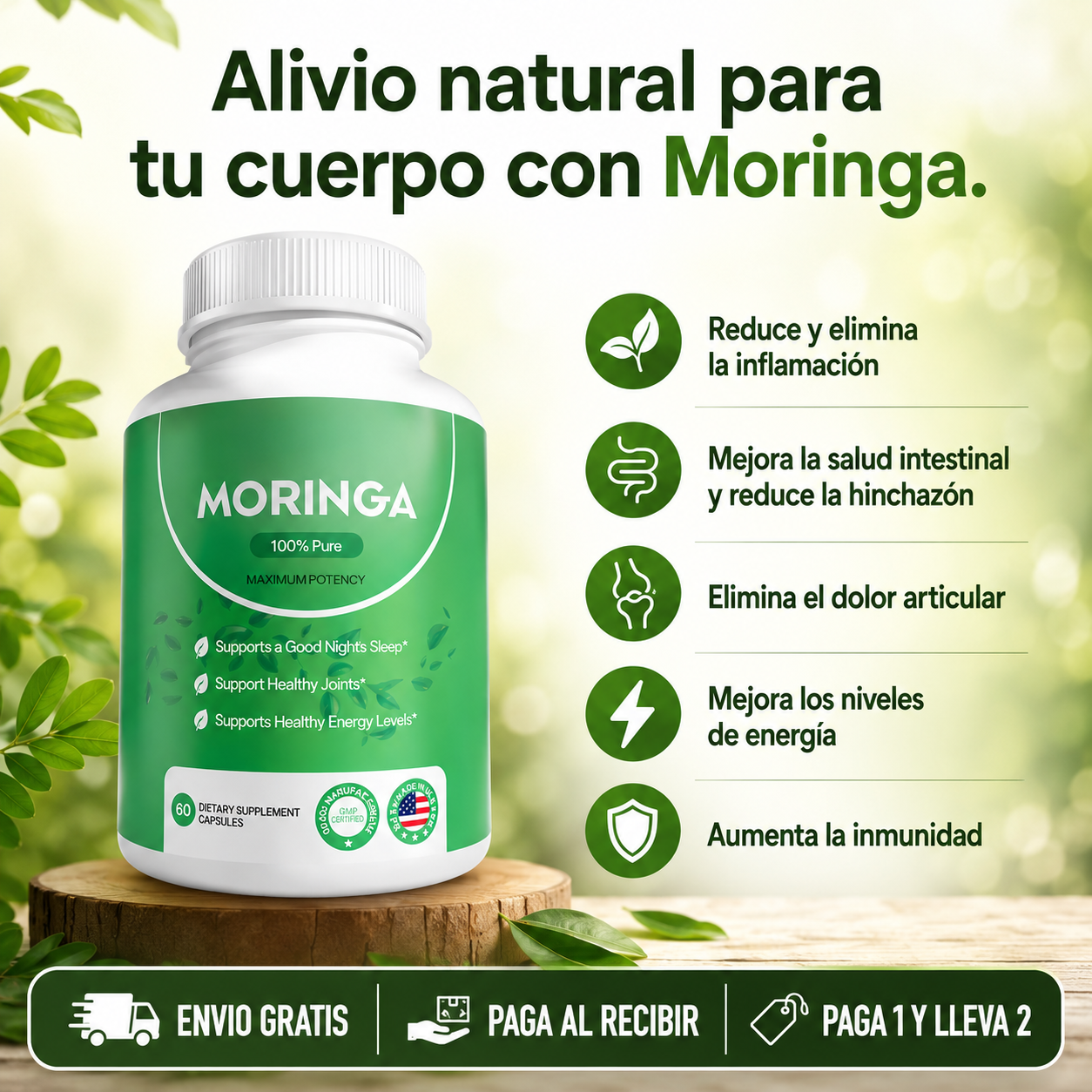 Oferta Especial 2x1: Suplemento de Moringa en Cápsulas