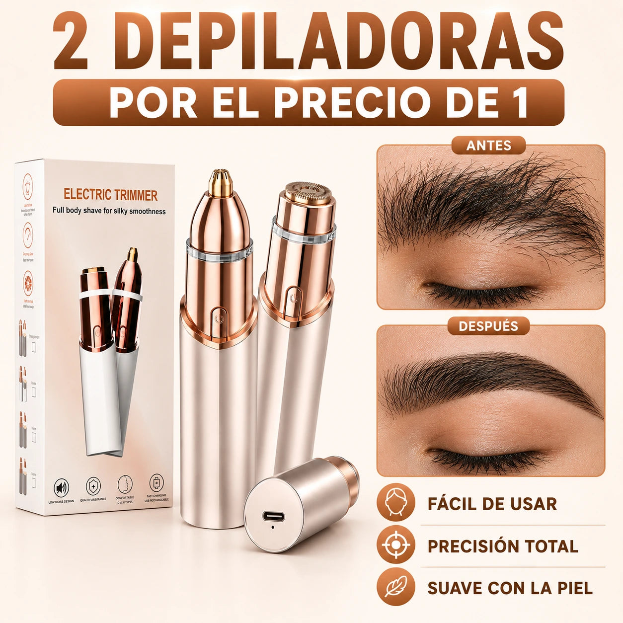 Oferta Especial 2X1 Trimmer™: Depiladora y perfiladora facial y de cejas