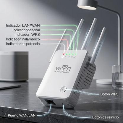 WifiMax™ | Repetidor de Señal Wifi 600mbp - Amplificador 50 Metros