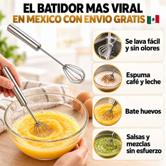 Batidor de cocina acero inoxidable - Bate sin esfuerzo
