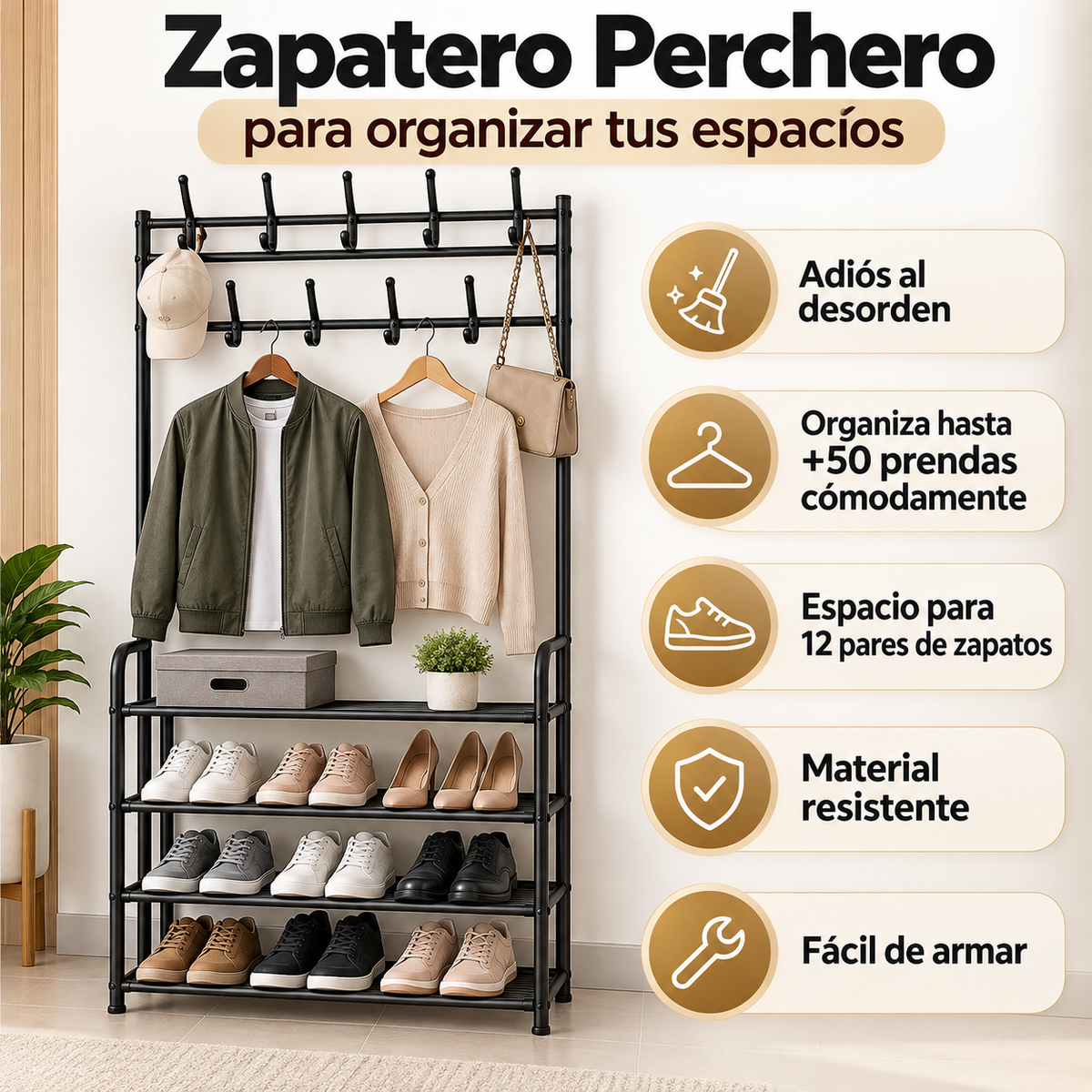 Zapatero Perchero Multifuncional