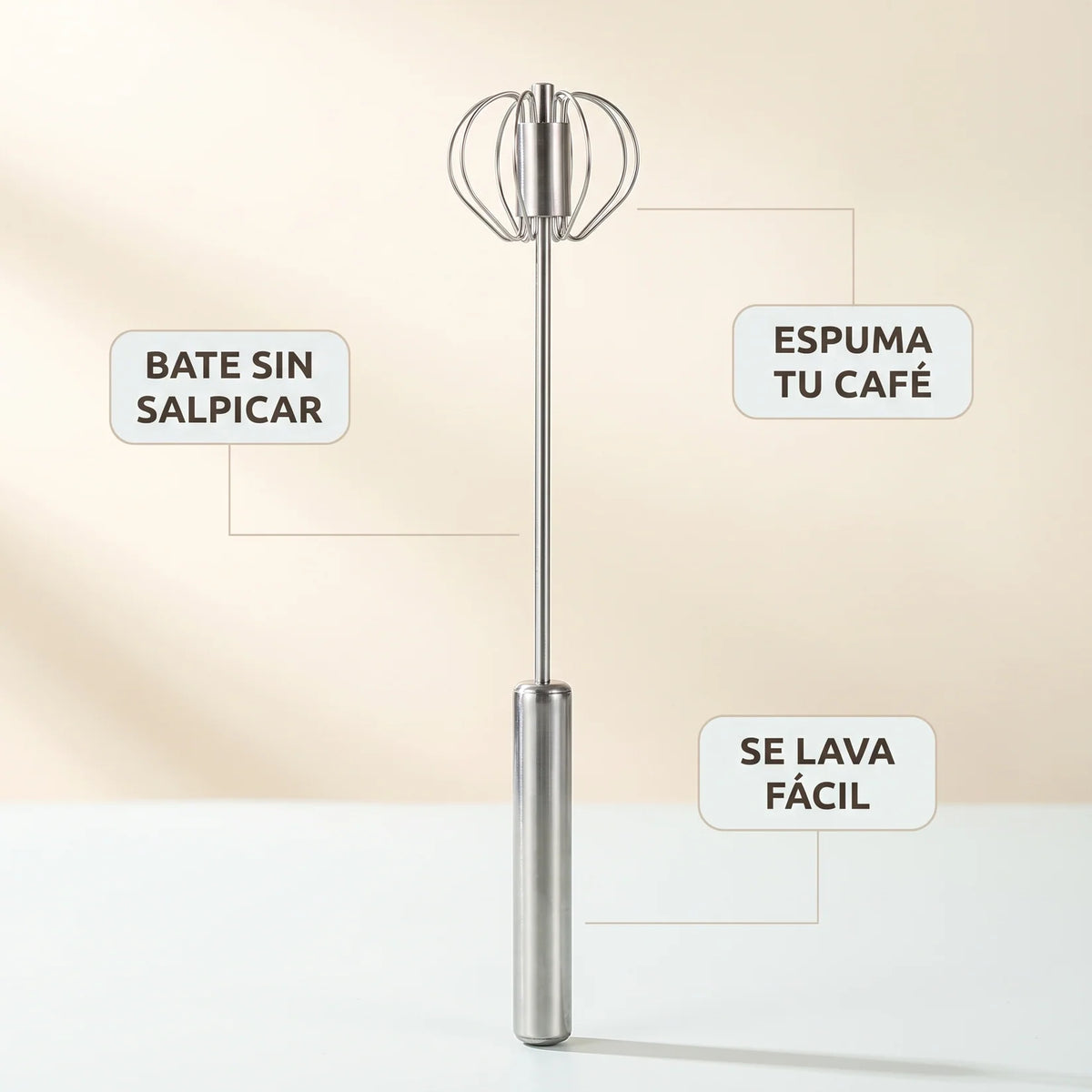 Batidor de cocina acero inoxidable - Bate sin esfuerzo