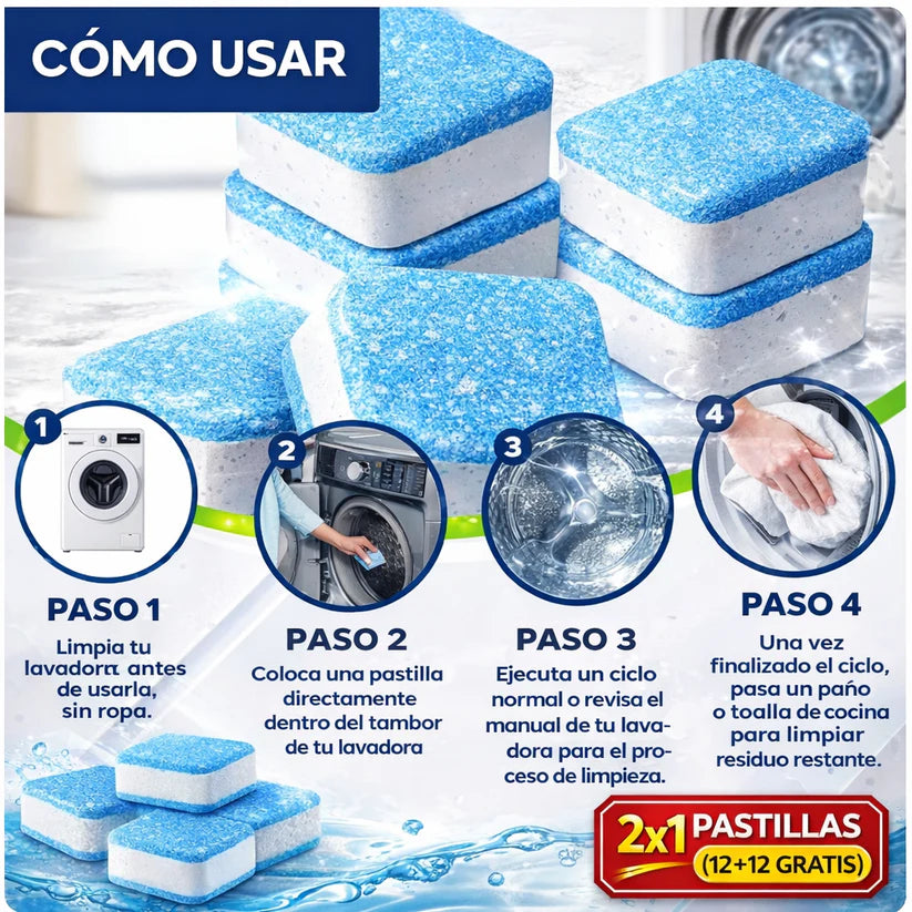 Kit 2x1 de 24 Pastillas Limpia Lavadora