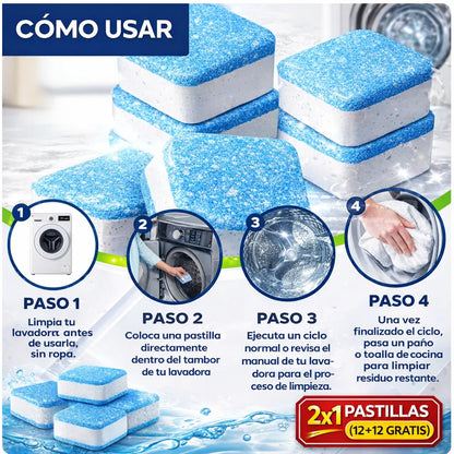 Kit 2x1 de 24 Pastillas Limpia Lavadora