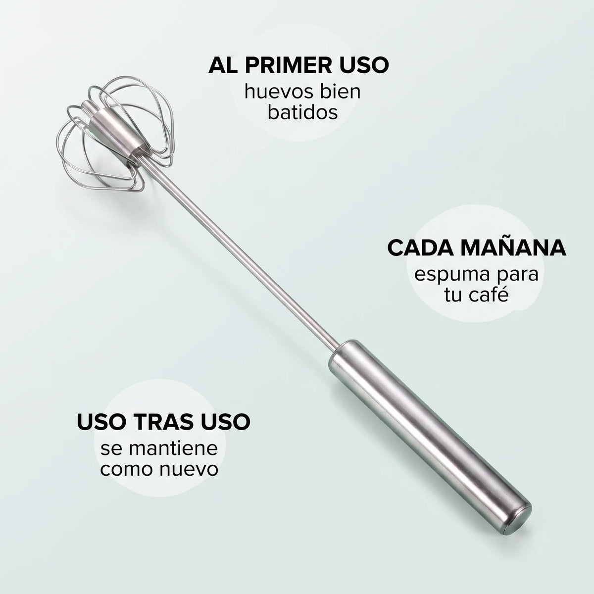 Batidor de cocina acero inoxidable - Bate sin esfuerzo