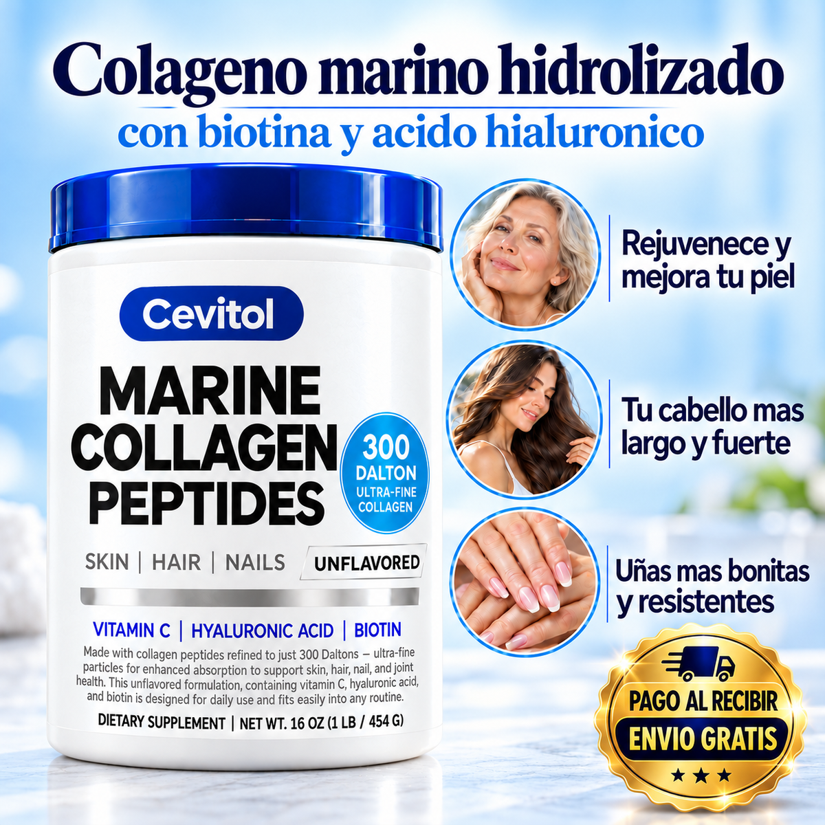 Colageno Marino Hidrolizado | Para Mejorar Piel, Cabello y Uñas