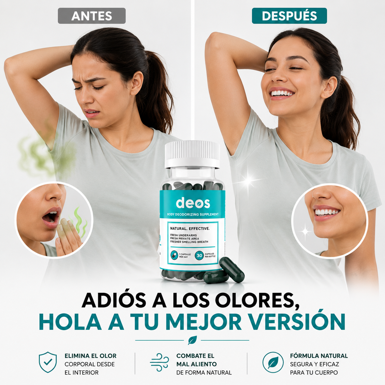 DEOS™: Elimina el mal olor corporal y mal aliento en 7 dias