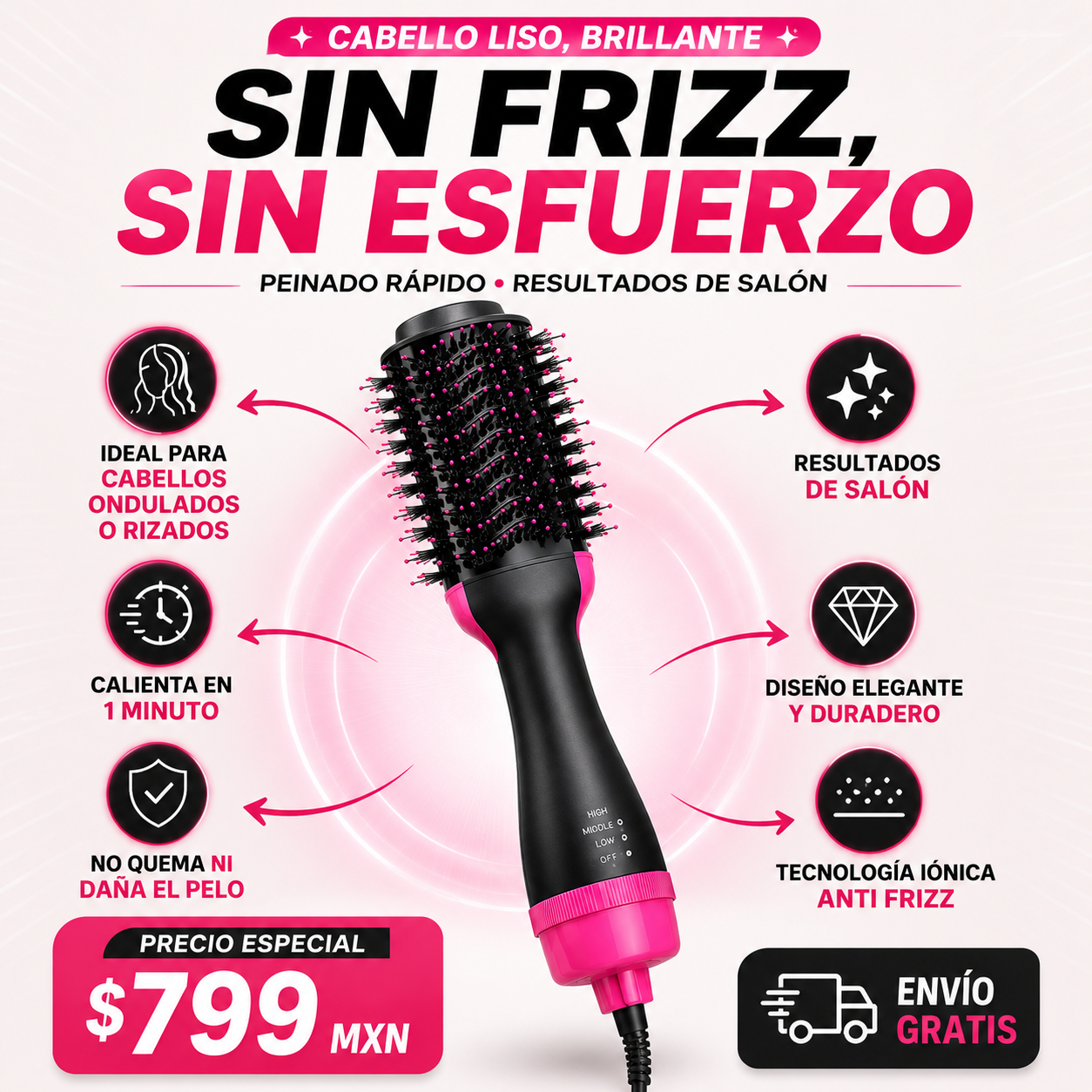 Cepillo Alisador 3 en 1 | One Step