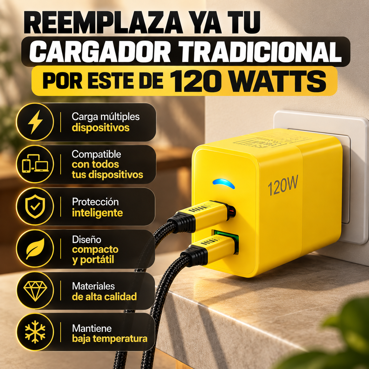 FastCharge: Cargador Ultra Rapido de 120 Watts