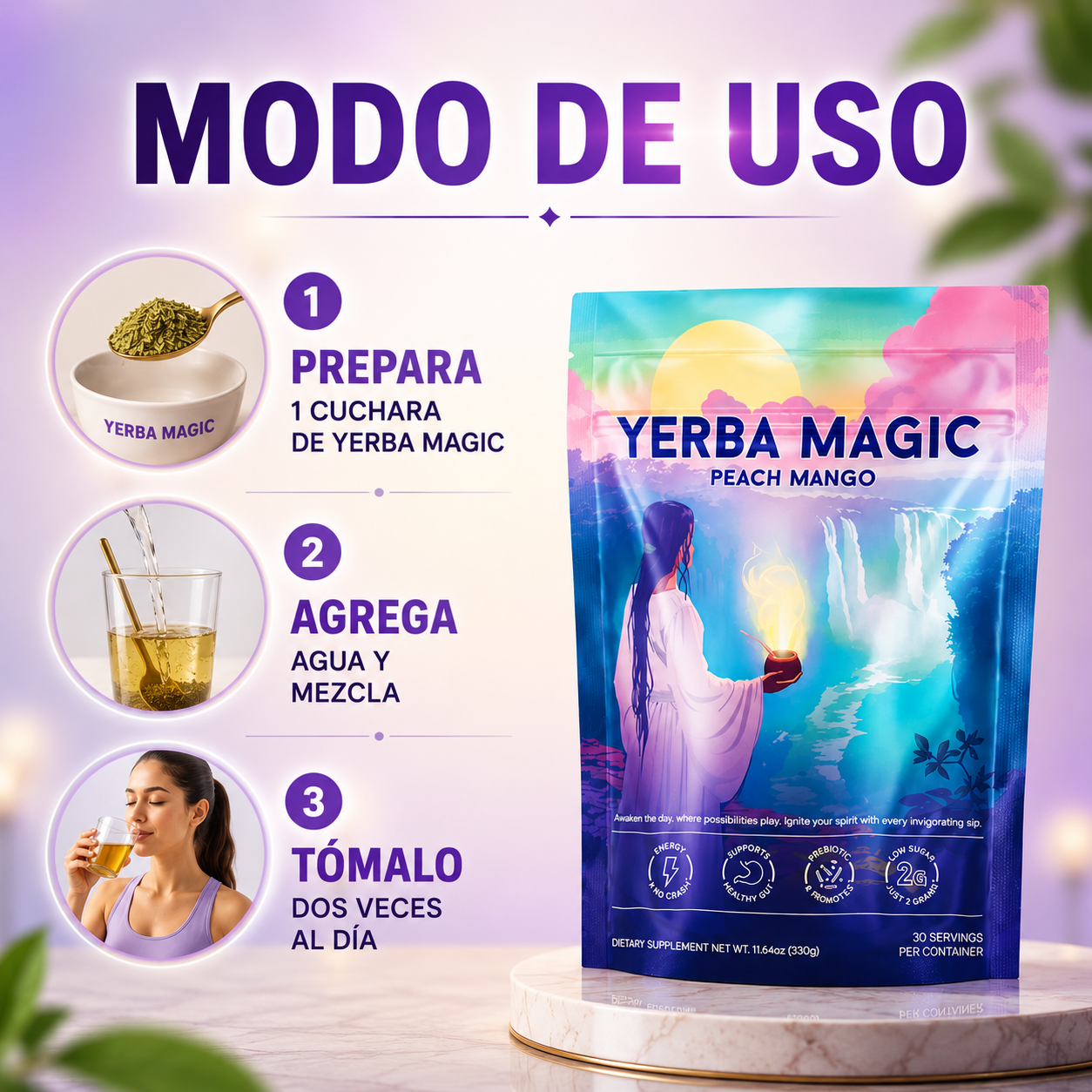 Yerba Magic | Té en polvo sin azúcar que desinflama tu abdomen