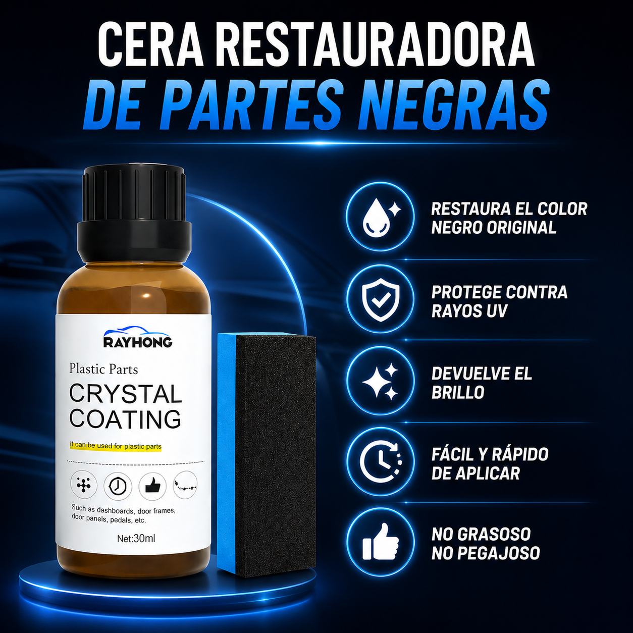 Crystal Coating: Restaurador de plásticos y partes negras